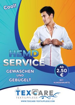 HEMD SERVICE gewaschen und gebügelt Tex Care Textilpflege